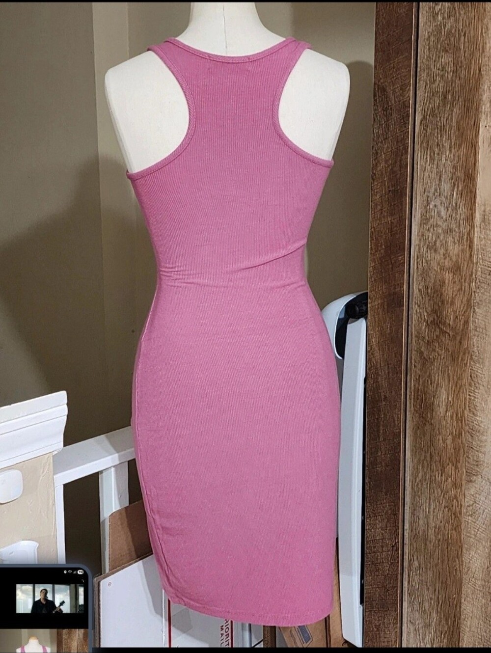 Pink Ribbed Tank Top Dress - Picture 3 of 4